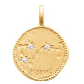 Zodiaque constellation Scorpion médaille plaqué or