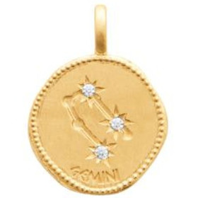 Zodiaque constellation Gémeaux médaille plaqué or