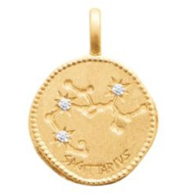 Zodiaque constellation Sagittaire médaille plaqué or