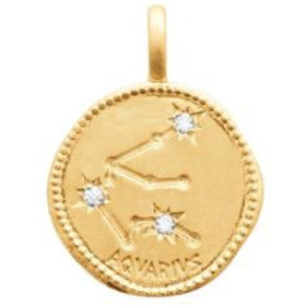 Zodiaque constellation Verseau médaille plaqué or