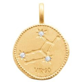 Zodiaque constellation Vierge médaille plaqué or