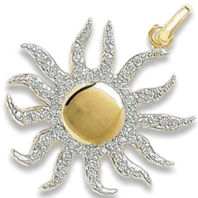 Pendentif soleil plaqué or.