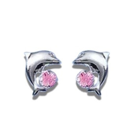 Clous dauphins en argent oxyde rose