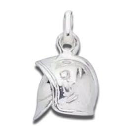 Pendentif en argent casque de pompier visière mobile