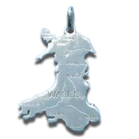 Pendentif carte du Pays de galles en argent