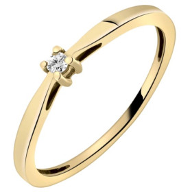 Bague solitaire en or jaune 750/1000 avec diamant HP1 0.04ct