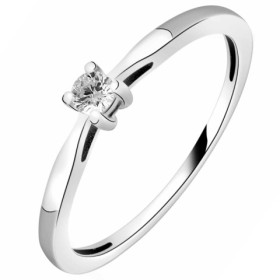 Bague solitaire en or blanc 750/1000 avec diamant HP1 0.09ct