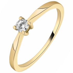 Bague solitaire en or jaune 750/1000 avec diamant HP1 0.14ct