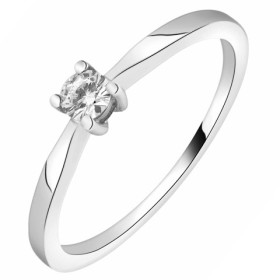 Bague solitaire en or blanc 750/1000 avec diamant HP1 0.14ct