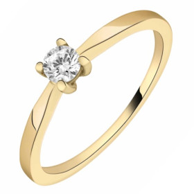 Bague solitaire en or jaune 750/1000 avec diamant HP1 0.19ct