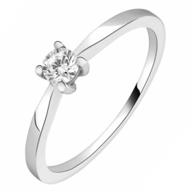 Bague solitaire en or blanc 750/1000 avec diamant HP1 0.19ct