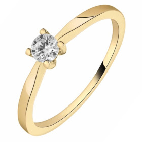 Bague solitaire en or jaune 750/1000 avec diamant HP1 0.23ct