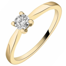 Bague solitaire en or jaune 750/1000 avec diamant HP1 0.3ct