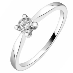 Bague solitaire en or blanc 750/1000 avec diamant HP1 0.3ct