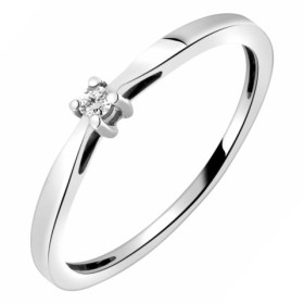 Bague solitaire en or blanc 750/1000 avec diamant HSI 0.04ct