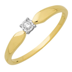 Solitaire pastillé, or jaune 750/1000 avec diamant HP1 0.03ct