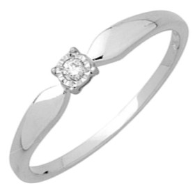 Solitaire pastillé, or blanc 750/1000 avec diamant HP1 0.03ct