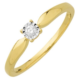 Solitaire pastillé, or jaune 750/1000 avec diamant HP1 0.05ct