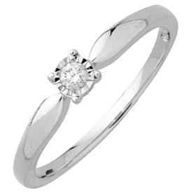 Solitaire pastillé, or blanc 750/1000 avec diamant HP1 0.05ct