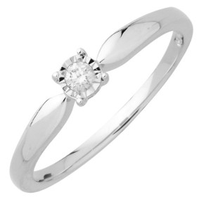 Solitaire pastillé, or blanc 750/1000 avec diamant HP1 0.08ct