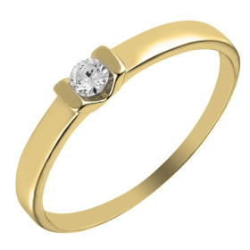 Solitaire pastillé, or jaune 750/1000 avec diamant HSI 0.10ct