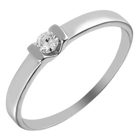 Solitaire pastillé, or blanc 750/1000 avec diamant HSI 0.10ct