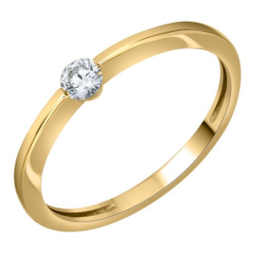 Solitaire pastillé, or jaune 750/1000 avec diamant HSI 0.12ct