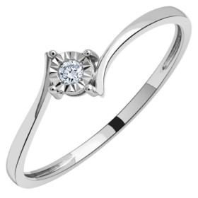 Solitaire pastillé, or blanc 750/1000 avec diamant HP1 0.031ct