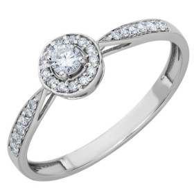 Solitaire accompagné en or blanc avec diamants HP1 0.20ct