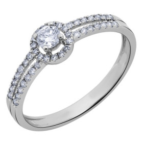 Solitaire accompagné en or blanc avec diamants HP1 0.32ct