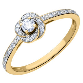 Bague or, fleur de diamants HP1 0.20ct