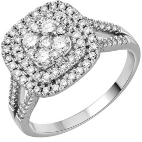 Bague or blanc 750/1000 avec diamants HSI 0.82ct