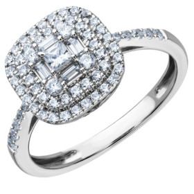 Bague or blanc 750/1000 avec diamants HSI 0.62ct