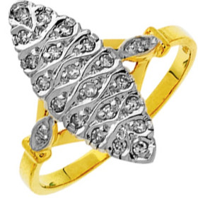 Bague marquise or 750/1000 avec diamants 0.17ct