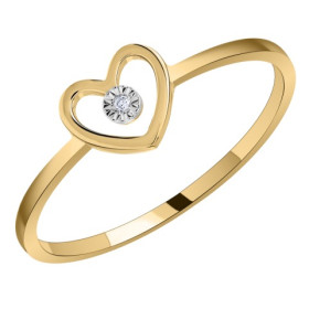 Bague coeur ajouré or et diamant 0.005ct