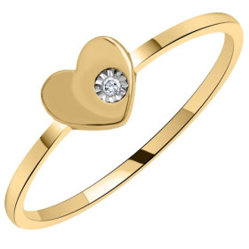 Bague coeur or et diamant 0.005ct