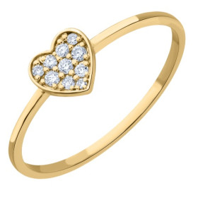 Bague coeur or et diamants 0.07ct