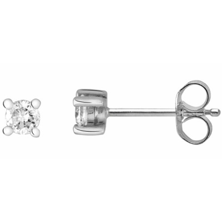 Clous d\'oreilles or blanc et diamant HSI 0.20ct - Bijouterieonline.com