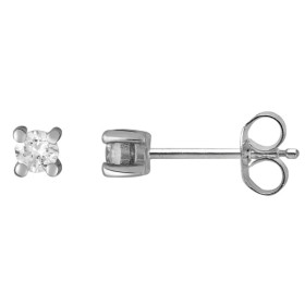 Clous d'oreilles or blanc et diamant HSI 0.14ct