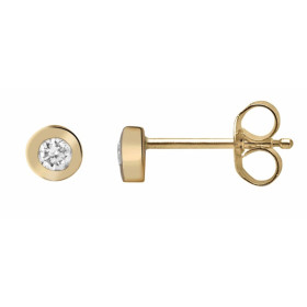 Clous d'oreilles or pneus 3,5mm et diamant HSI 0.10ct