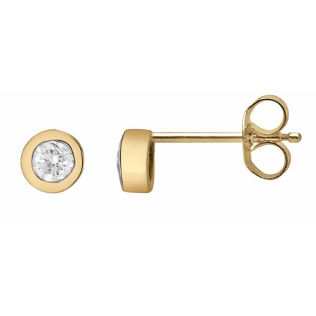 Clous d\'oreilles or pneus 4mm et diamant HSI 0.16ct - Bijouterieonline.com