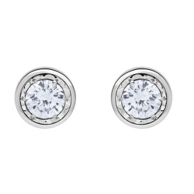 Clous d'oreilles or blanc pneus 5mm et diamant HP1 0.20ct