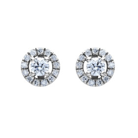 Clous d'oreilles or blanc et diamant HSI 0.296ct