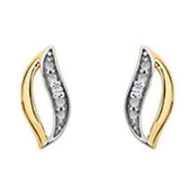 Clous d'oreilles or bicolore et diamant HP1 0.006ct