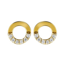 Clous d'oreilles cercles or jaune et diamant HP1 0.06ct