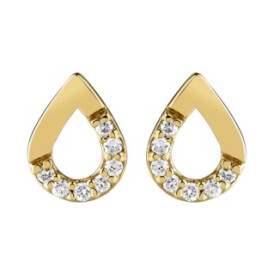 Clous d'oreilles gouttes or jaune et diamant HP1 0.07ct