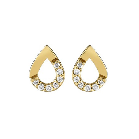 Clous d\'oreilles gouttes or jaune et diamant HP1 0.07ct - Bijouterieonline.com