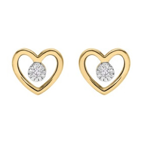 Clous d'oreilles coeurs or jaune et diamant HP1 0.01ct