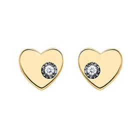 Clous d'oreilles coeurs or jaune et diamant 0.01ct