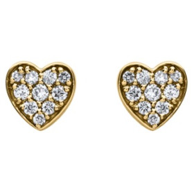 Clous d'oreilles coeurs or jaune et diamant 0.10ct